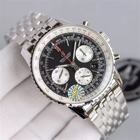 swiss breitling navitimer black dial stainless steel bracelet